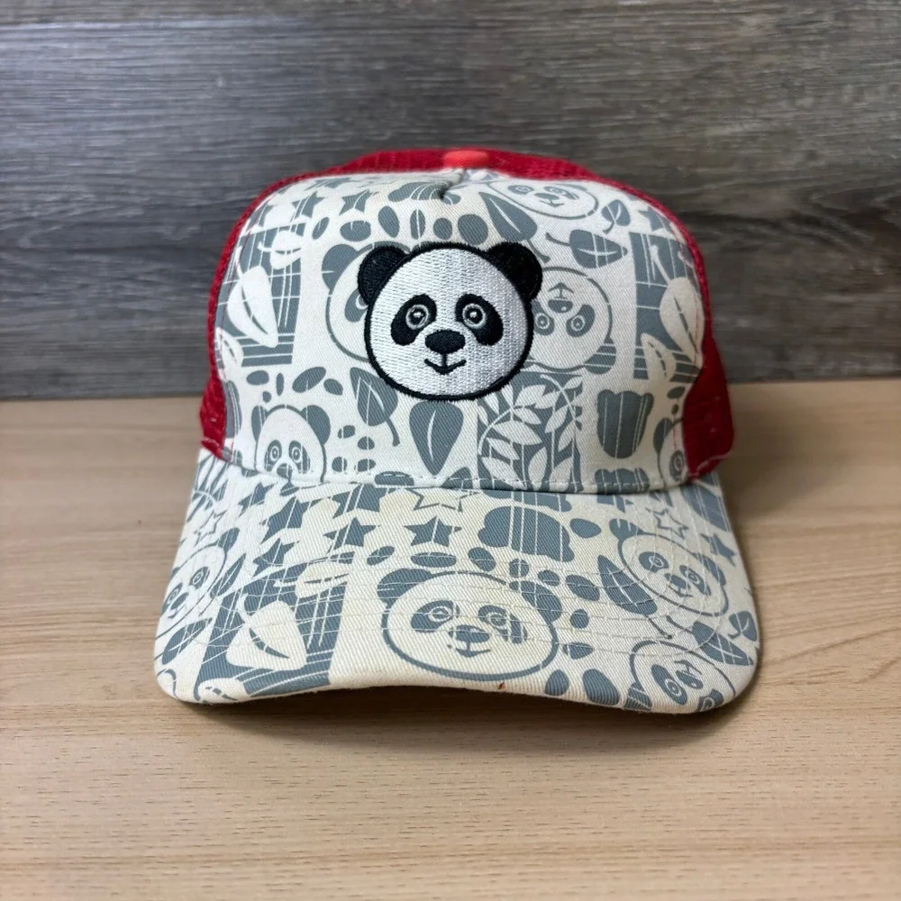San Diego Zoo Hat Cap Snap Back Gray Red Panda Trucker Adjustable